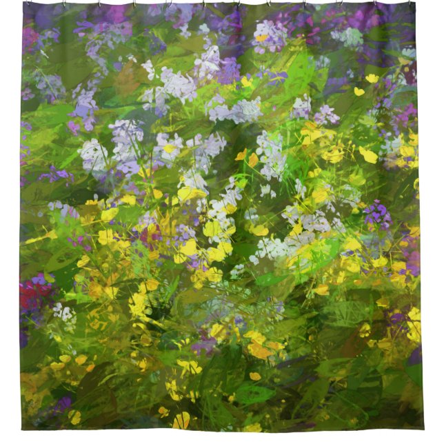 Wildblumen Impasto Malerei - Originelle Blume Kuns Duschvorhang (Vorderseite)