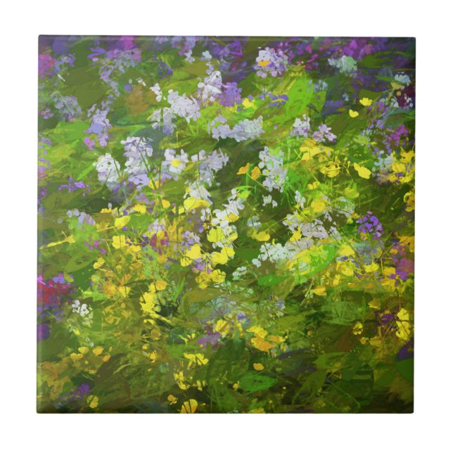 Wildblumen Impasto Malerei - Originelle Blume Kuns Fliese (Vorderseite)