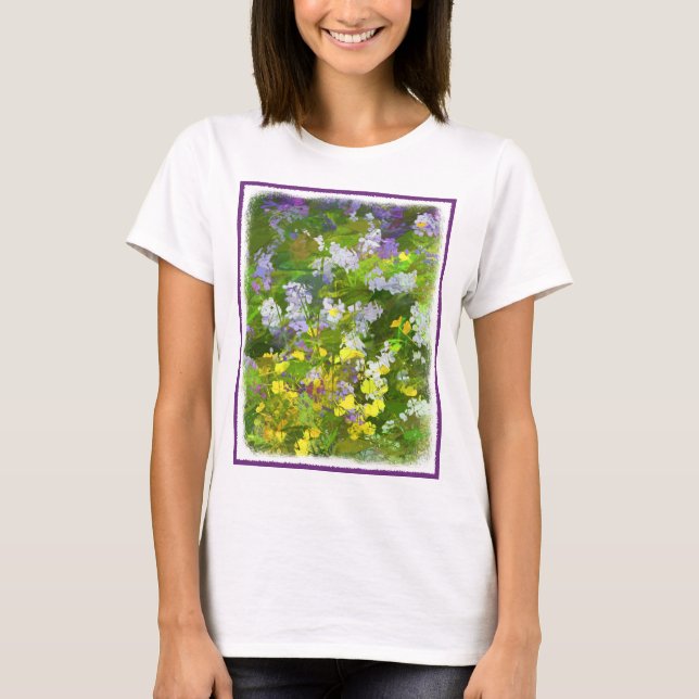 Wildblumen Impasto Malerei - Originelle Blume Kuns T-Shirt (Vorderseite)