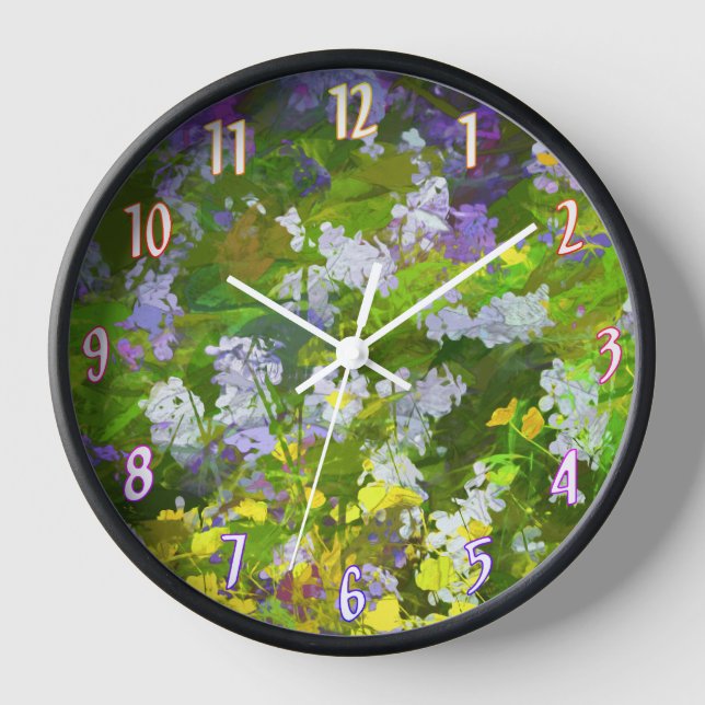 Wildblumen Impasto Malerei - Originelle Blume Kuns Uhr (Vorderseite)