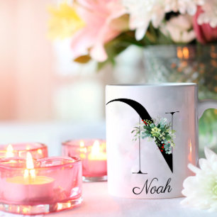 Wildblumen in Aquarellfarben erste Monogramm-Tasse Kaffeetasse