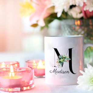 Wildblumen in Aquarellfarben erste Monogramm-Tasse Kaffeetasse