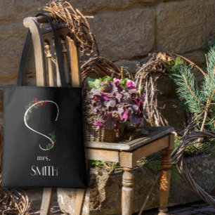 Wildblumen in Aquarellfarben, monogramm, schwarz