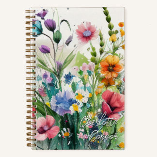 Wildblumen in Aquarellfarben Personalisiert Art Notizbuch