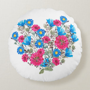 Wildblumen in Aquarellfarben Rundes Kissen