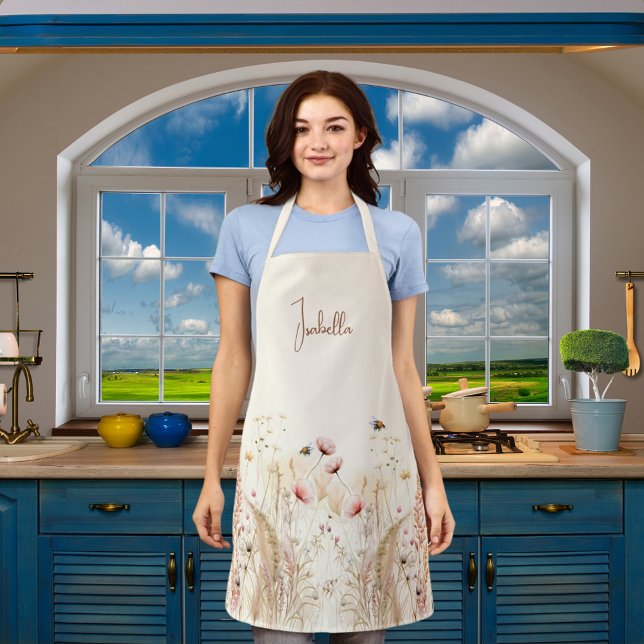 Wildblumen in beige Creme Schürze (Von Creator hochgeladen)