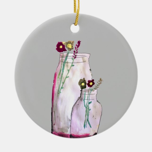 Wildblumen in der Vase Keramik Ornament (Vorne)