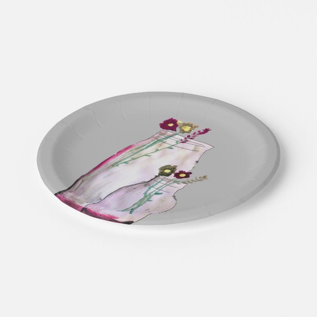 Wildblumen in der Vase Pappteller (Schrägansicht)