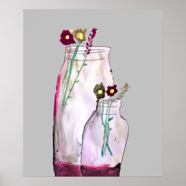 Wildblumen in der Vase Poster (Vorne)