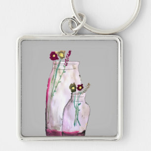Wildblumen in der Vase Schlüsselanhänger