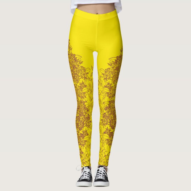 Wildblumen in Lila und Gold von Aleta Leggings (Vorderseite)