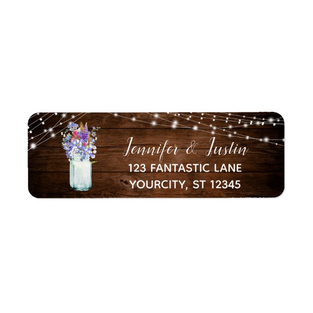 Wildblumen in Mason Jar Lights & Brown Wood (Vorne)