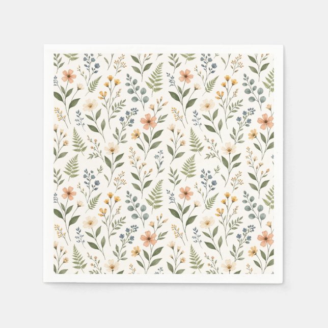 Wildblumen in neutralen Farben Serviette (Vorderseite)