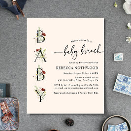 Wildblumen in Pink Baby Brunch Einladung