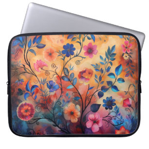 Wildblumen in Rosa, Blau, Orange, Laptop-Sieb Laptopschutzhülle