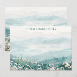 Wildblumen in Rosa Wasserfarbe Personalisiert Mitteilungskarte