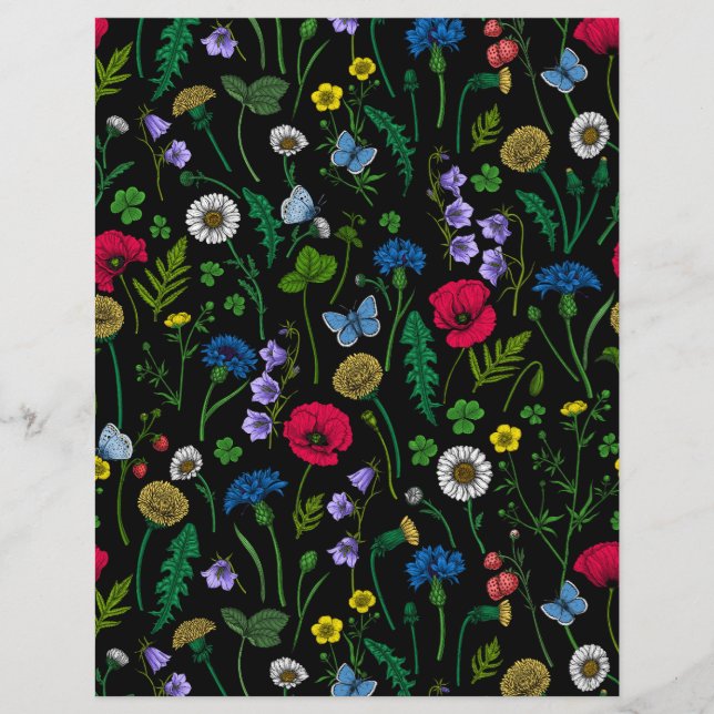 Wildblumen in schwarz (Vorderseite)