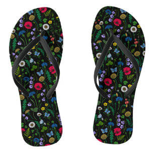 Wildblumen in schwarz flip flops
