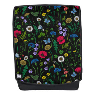 Wildblumen in schwarz rucksack