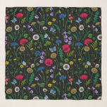 Wildblumen in schwarz schal<br><div class="desc">Handgemalte Sammlung von verschiedenen wilden Blume.</div>