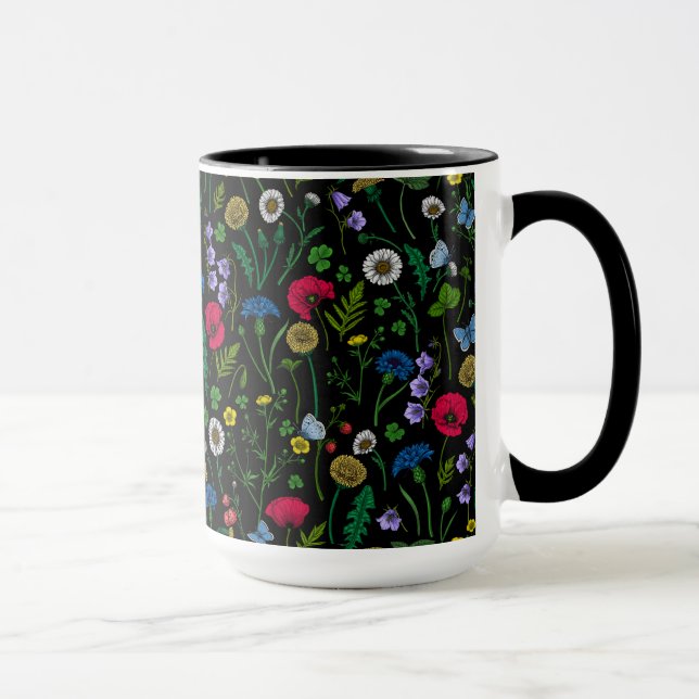 Wildblumen in schwarz tasse (Rechts)