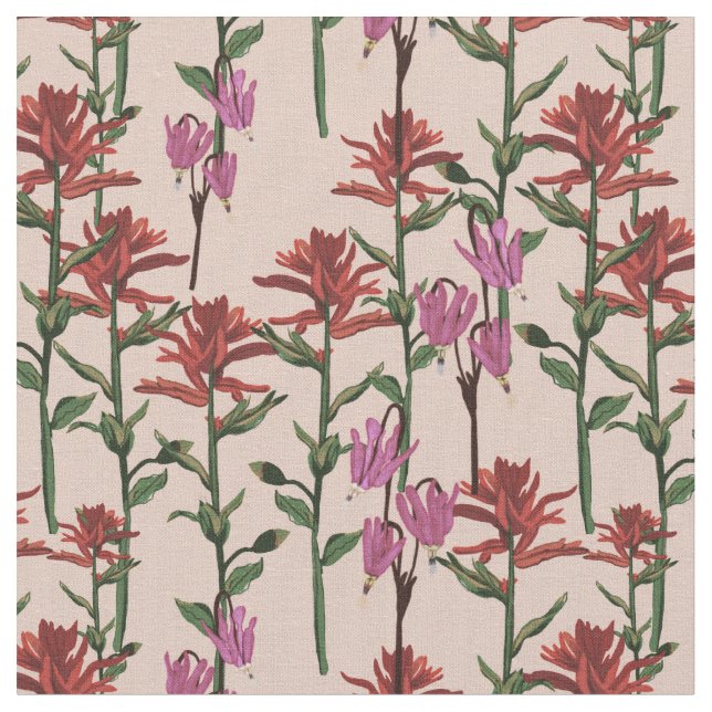 Wildblumen Indische Malerpinsel-Rose Stoff (Nahaufnahme)