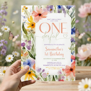Wildblumen Ist Sie Nicht Wunderbar 1. Geburtstag Einladung