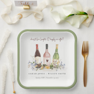 Wildblumen jubeln Liebe Weinflaschen Hochzeit Pappteller