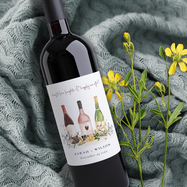 Wildblumen jubeln Liebe Weinflaschen Hochzeit Weinetikett (Von Creator hochgeladen)