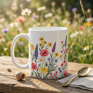 Wildblumen-Kaffeetasse: Vintage-Botanik-Blumen  Kaffeetasse