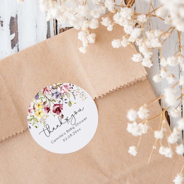 Wildblumen Kinderdusche Runder Aufkleber (Von Creator hochgeladen)