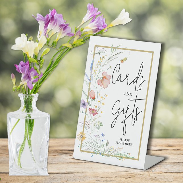 Wildblumen Kinderduschkarten und Geschenke Sockelschild (Wildflowers Cards and Gifts Pedestal Sign)