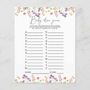 Wildblumen Kinderspiel. Baby Shower Game