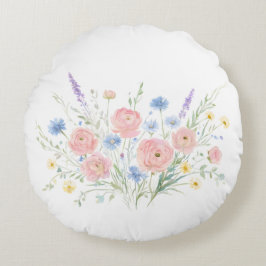 Wildblumen-Kissen Soft Botanical Dekor Rundes Kissen
