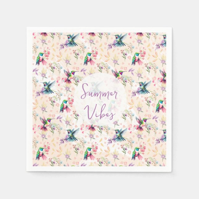Wildblumen & Kolibri Sommer Stimmung  Serviette (Vorderseite)