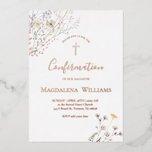 Wildblumen Konfirmations-Einladung Folieneinladung