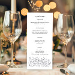Wildblumen Kunst Elegante Elegante Moderne Kunst,  Menükarte<br><div class="desc">Nutzen Sie diese Wildblume-Menükarten für Ihre Hochzeit, Verlobung, Brautparty oder andere Veranstaltungen. Hand von mir für dich gezeichnet. Vollständig editierbar, fügen Sie Ihre eigene Text- oder Hintergrundfarbe hinzu. Klicken Sie auf "Personalisieren", um den Text zu bearbeiten und "Design bearbeiten", um Schriftart, Farben und Text zu ändern. Ändern Sie auch den...</div>