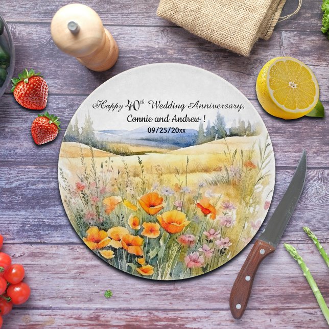 Wildblumen Landschaft 40. Hochzeitstag Schneidebrett (Von Creator hochgeladen)