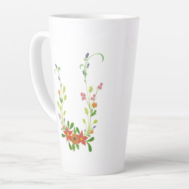 Wildblumen Latte-Kaffee-Tasse Milchtasse (Linke Ecke)