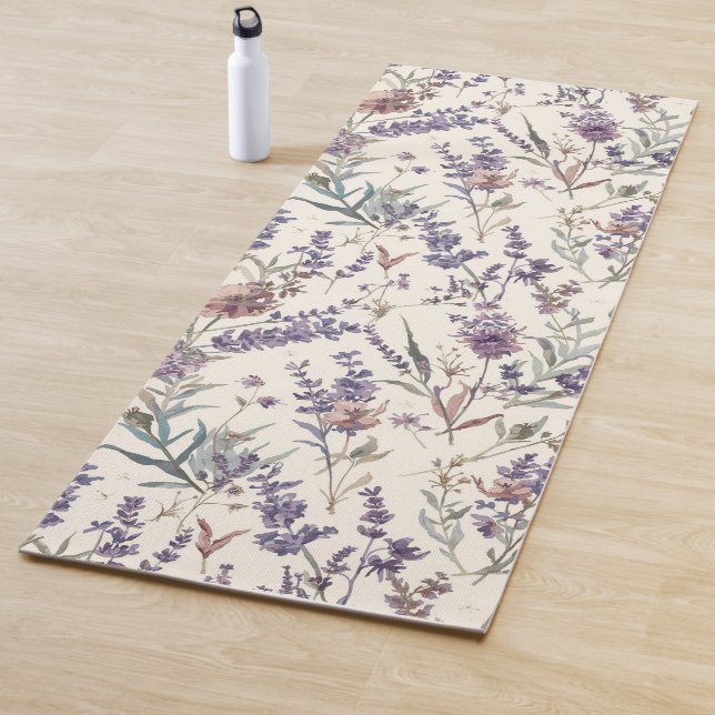 Wildblumen-Lavendel-Boho-Botanik-Blumen Yogamatte (Beispiel)