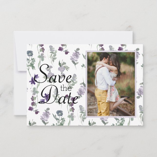 Wildblumen-Lavendel Save The Date (Vorderseite)