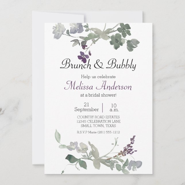 Wildblumen Lavender Bridal Brunch (Vorderseite)