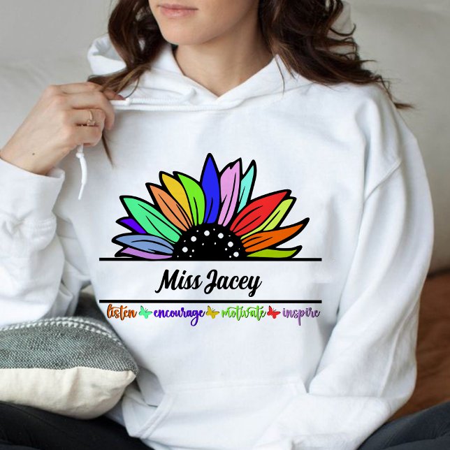 Wildblumen Lehrer Wertschätzung, Zolllehrer Hoodie (Listen Encourage Teacher Motivate Inspire,Teacher, Teacher Life, Teachers Appreciation hoodie)