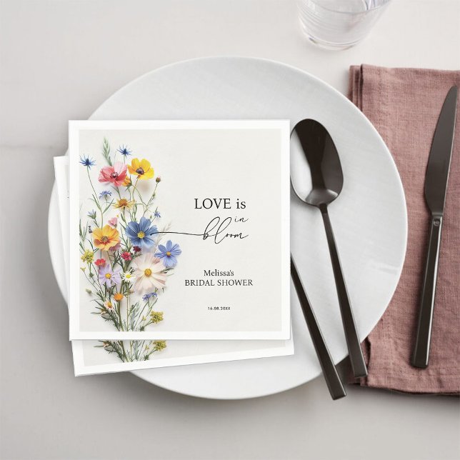 Wildblumen Liebe ist in Bloom Brautparty Serviette (Von Creator hochgeladen)