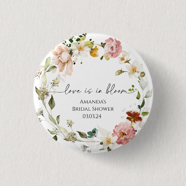 Wildblumen Liebe ist in Bloom Button (Vorderseite)