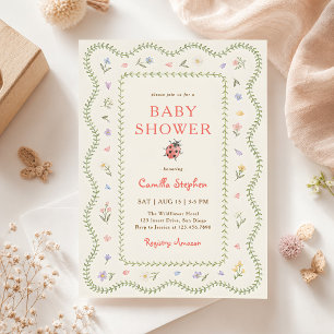 Wildblumen-Liebeskäfer-Baby-Party Einladung