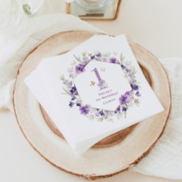 Wildblumen lila Butterfly 1. Geburtstag Party Serviette