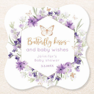 Wildblumen lila Butterfly küsst Babydusche Untersetzer