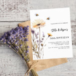Wildblumen lila Haushalt Geburtstag<br><div class="desc">Ein weißer Hintergrund. Mit Bienen dekoriert und Wildblumen in Violett und Rosa gestrichen. Personalisieren und fügen Sie einen Namen und Party-Details hinzu. 1 Blatt = 1 Einladung mit Druckkante bis Kante.</div>