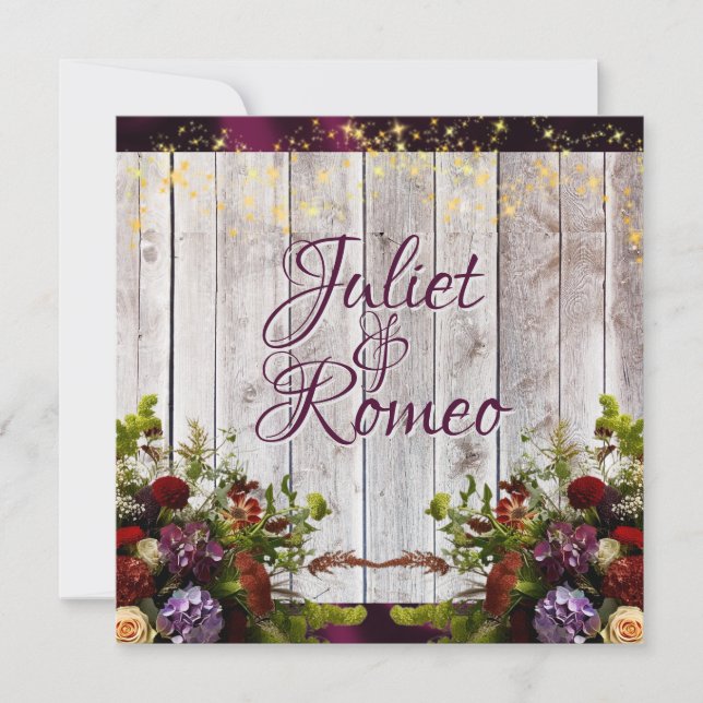 Wildblumen, Lila Hochzeitsfeiern und Nachtaufführu Einladung (Vorderseite)